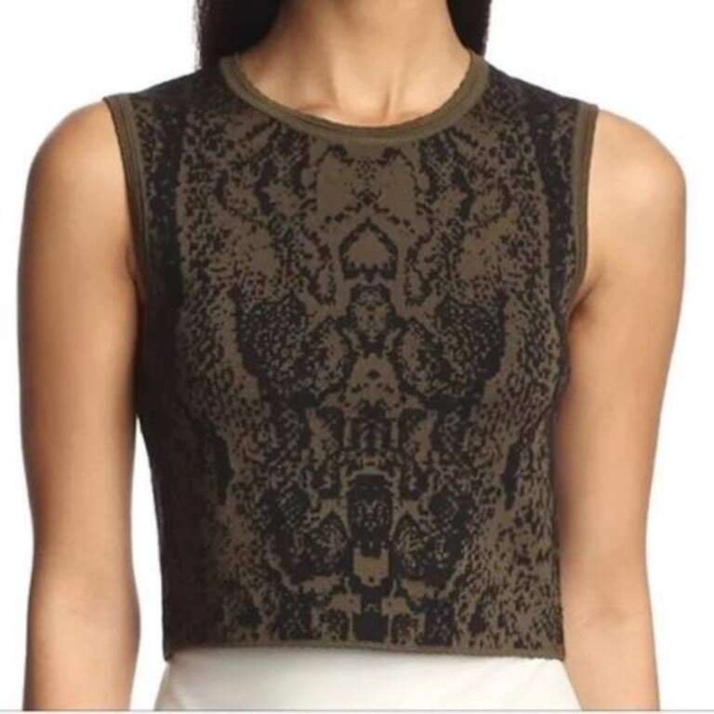 Torn By Ronny Kobo Crop Sleeveless Darcey Safari Top